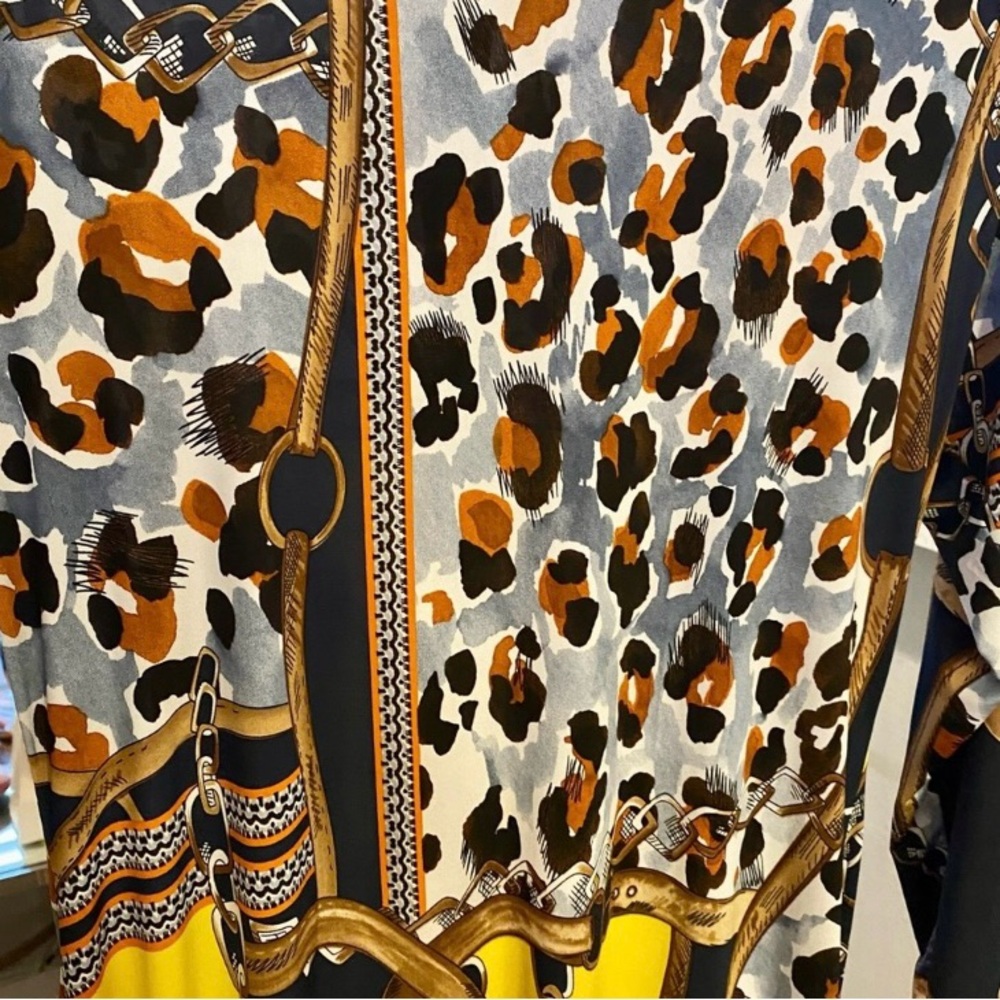 Yellow & Black Chain and Leopard-Print Long Sleeve Maxi Dress - Size XL - NWOT - Picture 4 of 6